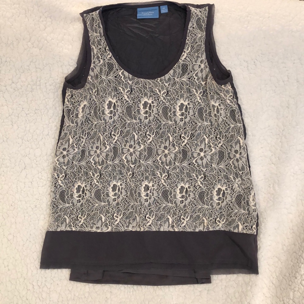 Lace and Chiffon Tank Top